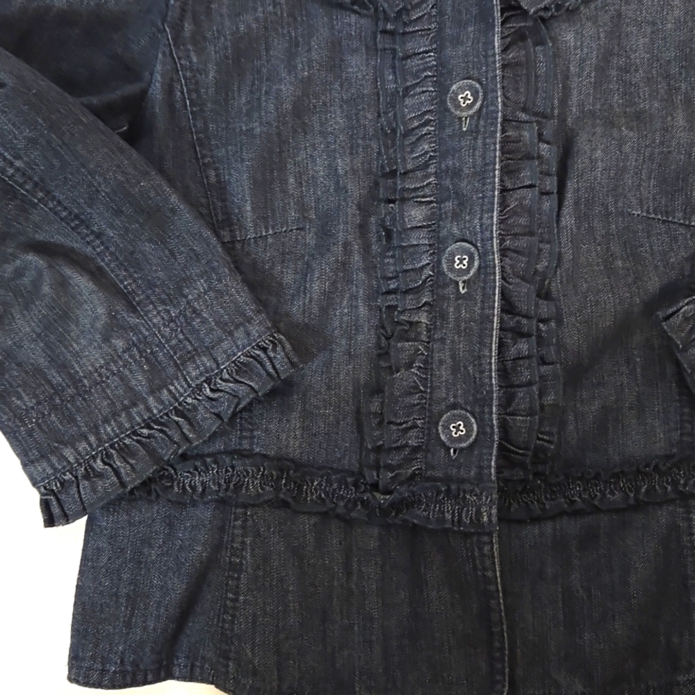 LOFT Denim Ruffle Jacket - Picture 4 of 9